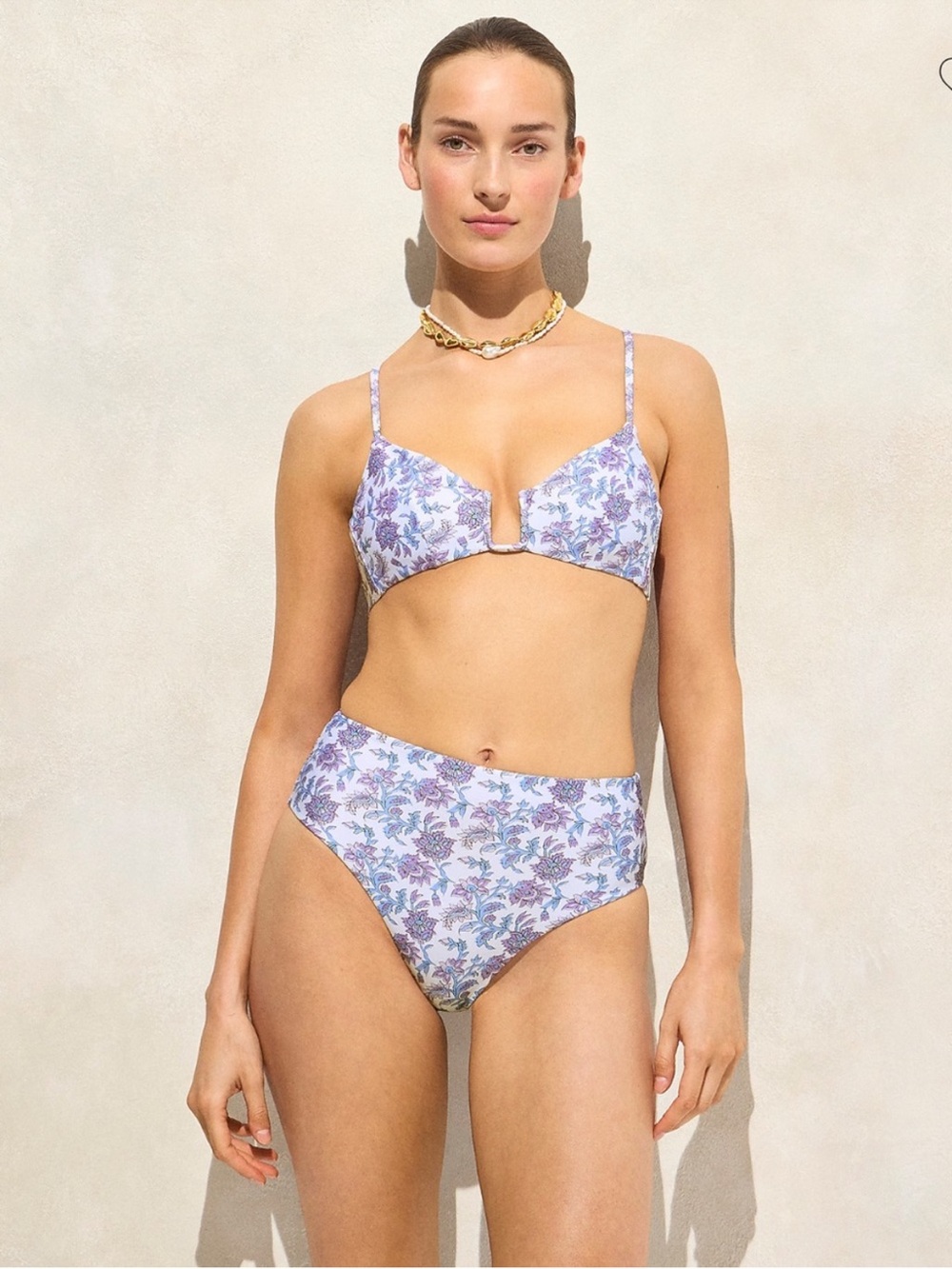 J Crew Swim XS Halle Bikini Bottom in Blue Floral Classic Scult